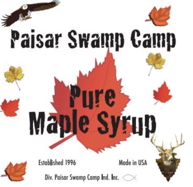 Paisar Swamp Camp Pure Maple Syrup logo.
